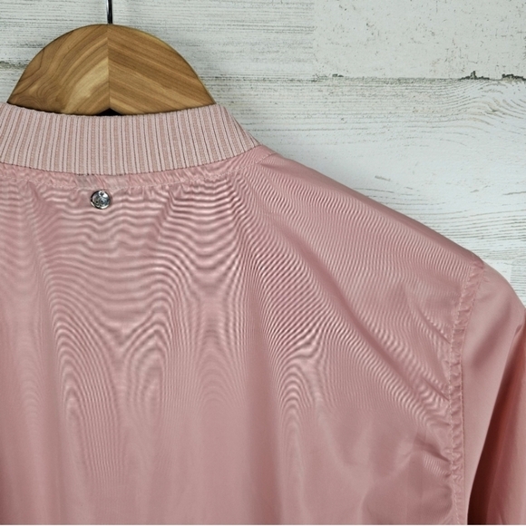Big John Bomber Jacket Sz Large Pink Zip Front Japanese Ribbed Knit Casual Chic - Picture 10 of 15
